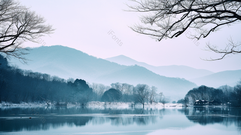中国风山水画水墨画山水田园浓雾蒙蒙摄影背景,高清,摄影图,摄影图片,图片大全,摄影图免费下载